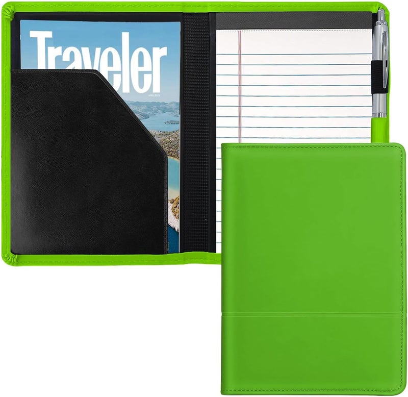 Gorbado Padfolio/Portfolio Binder, Mini Padfolio Portfolio Binder 5 x 8 Legal Writing Pad, A5 Document Organizer Folder for Men Women,Green. - Image 1
